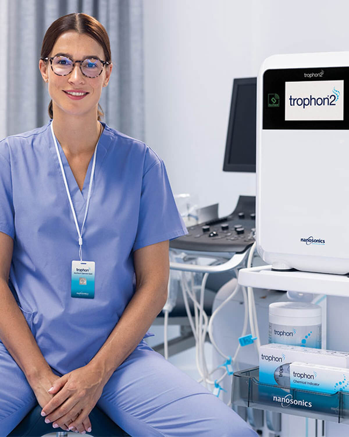 a nurse beside a trophon device